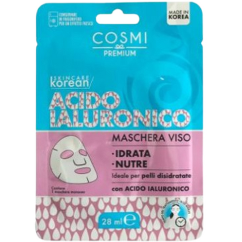 Cosmi Maschera Viso Tessuto Acido Ialuronico Korean Skin Care 28 ml