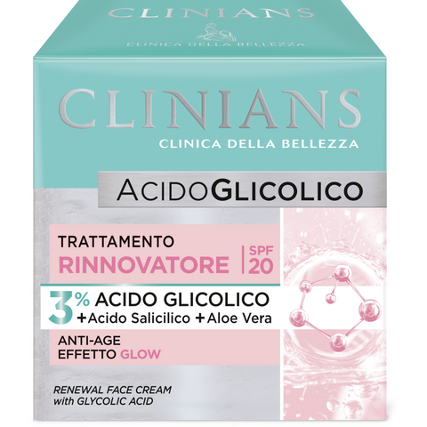 Clinians Crema Viso Acido Glicolico Anti Age Illuminante 50 ml