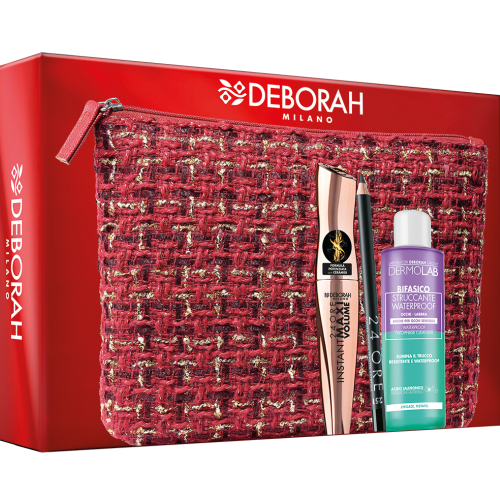 Deborah Milano Pochette+Mascara 24Ore Instant Maxi Volume Ceramidi+Matita Occhi 24Ore+Struccante Bifasico