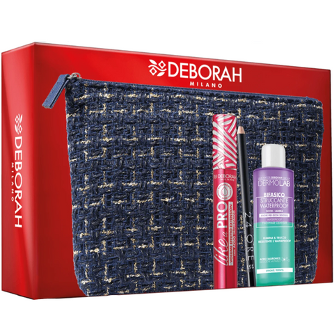 Deborah Milano Pochette+Mascara Like A Pro Acido Ialuronico+Matita Occhi 24Ore+Struccante Bifasico