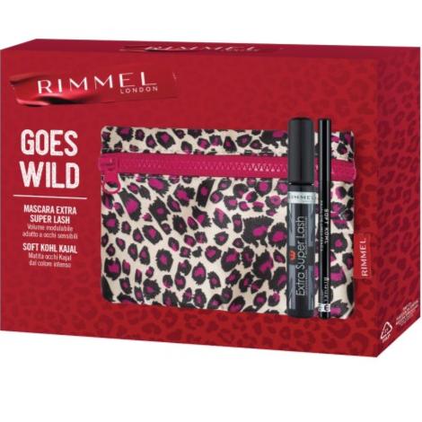 Rimmel Goes Wild Pochette+Mascara Extra Super Lash+Matita Occhi Soft Kohl Kajal