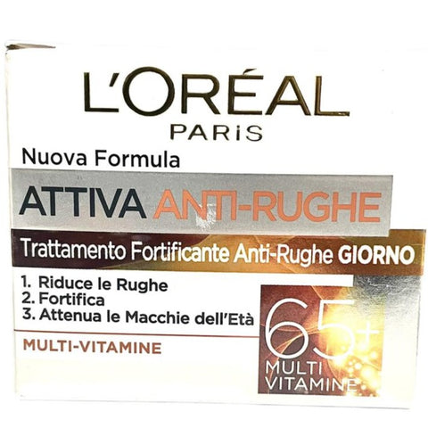 L'Oréal Paris Crema Viso Anti Rughe Giorno Attiva 65+ 50 ml