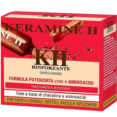 Red Strengthening Vials for Greasy Hair Keramine H 10x10 ml