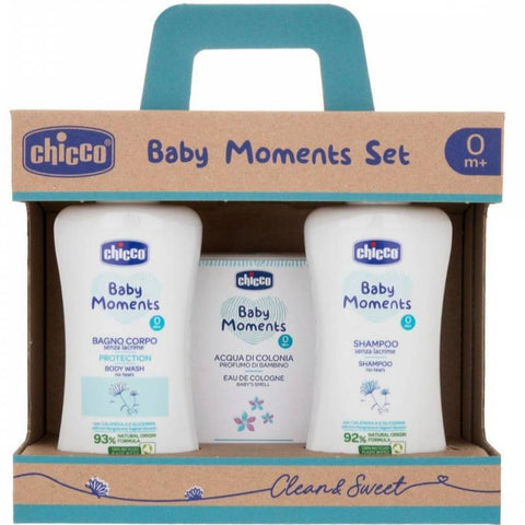 Chicco Set Bagno Corpo + Shampoo + Acqua Di Colonia Baby Moments