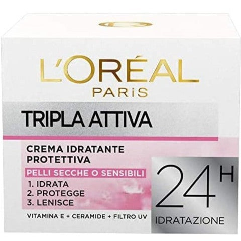 L'Oréal Paris Triple Active Feuchtigkeitsspendende Gesichtscreme für trockene Haut 50 ml