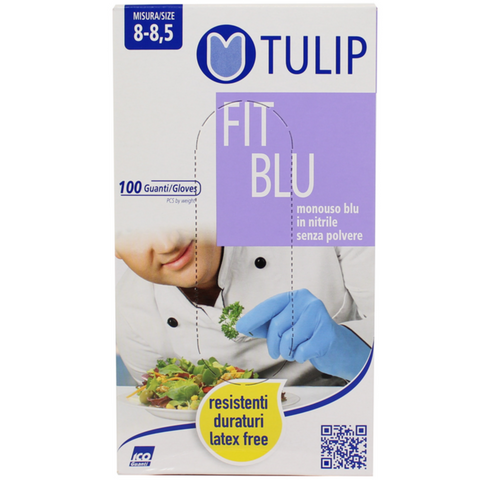 Tulip Guanti Nitrile Blu Senza Polvere Monouso 100 Pezzi